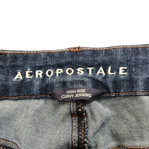 Aeropostale High Rise Curvy distressed frayed jegging blue jeans denimcore - Picture 8 of 11